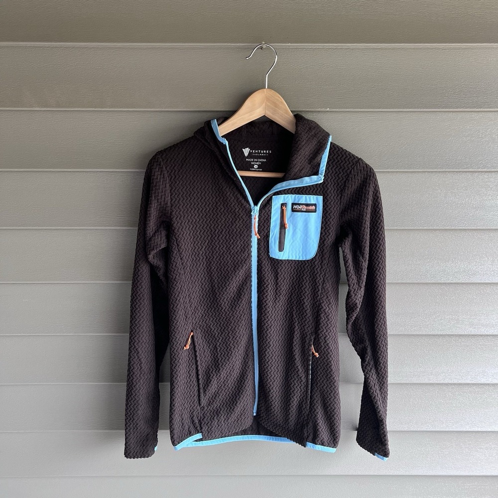 Ventures Endurance Hot Chocolate Run Jacket Womens XS Brown Blue Full Zip
